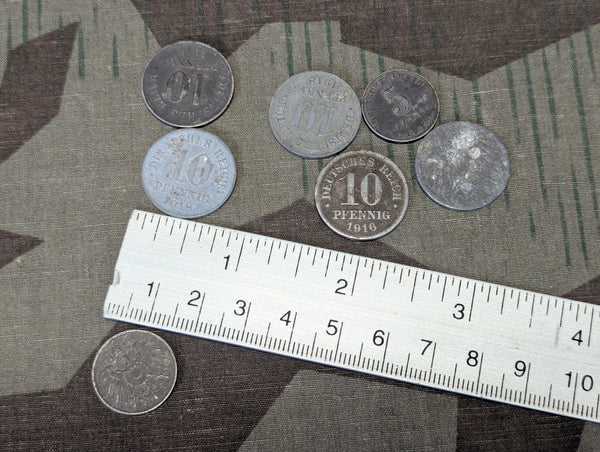 Lot of 7 WWI German Coins (5 & 10 Pfennig Coins)
