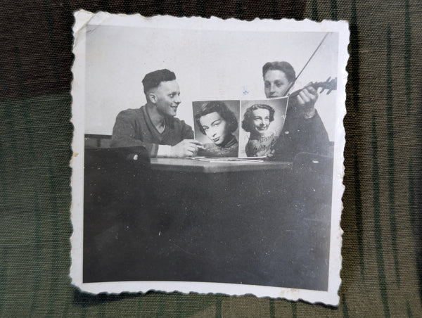 4 Photos of Luftwaffe Soldiers Playing Piano and Violin