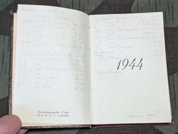 1944 Paris Wehrmacht Pocket Calendar