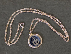 US Navy Sweetheart Necklace Glass USN Charm