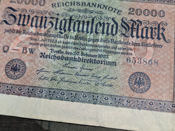 20,000 Mark Bank Note 1923