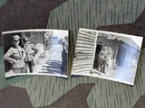 2 Photos of German Officers by Log Houses