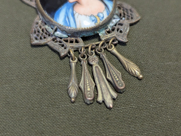 Handpainted Porcelain Cameo Necklace