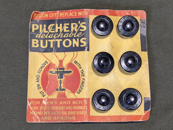 Full Card of Pilcher's Detachable Buttons 6 Buttons 5/8"