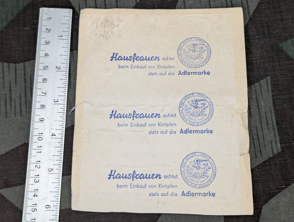 24 German Blue Cloth Covered Buttons on Card 19mm