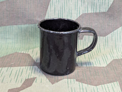 Black Enamel Cup Made from Stick Grenade Head