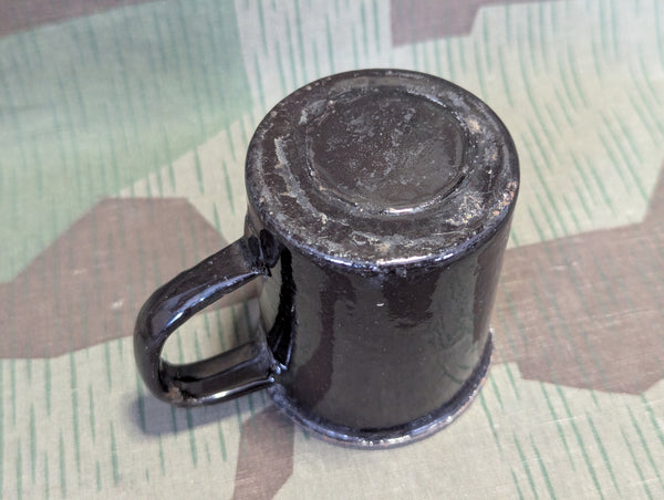Black Enamel Cup Made from Stick Grenade Head