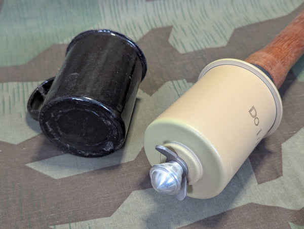 Black Enamel Cup Made from Stick Grenade Head