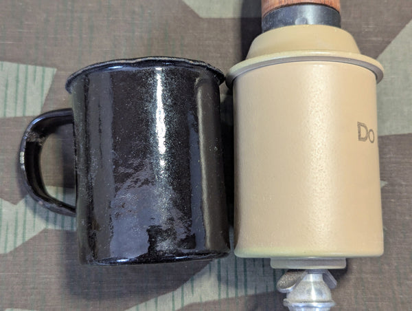 Black Enamel Cup Made from Stick Grenade Head
