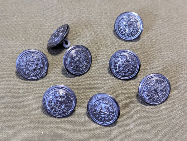 Black Coast Guard Buttons (Lot of 8) ~3/4"