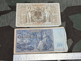 Lot of 2 Pre WWI Reichsbanknote 1000 & 100 Mark