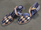 Gold and Black Peep Toe Sandals (Size 6 1/2 AA)