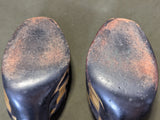 Gold and Black Peep Toe Sandals (Size 6 1/2 AA)