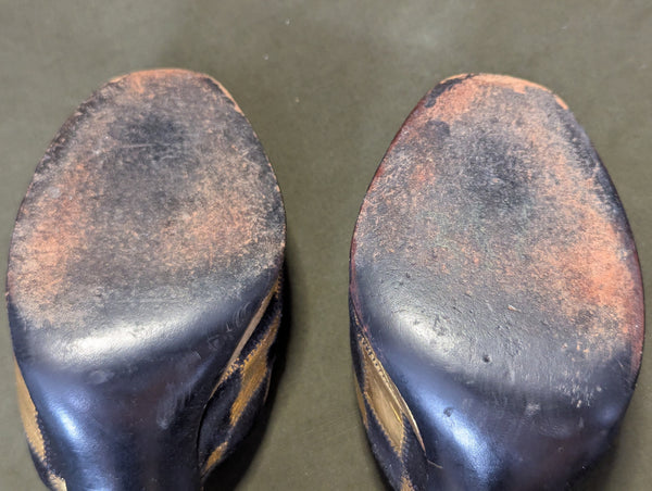 Gold and Black Peep Toe Sandals (Size 6 1/2 AA)