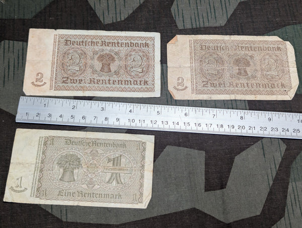 Lot of 3 Rentenmark Notes 1937