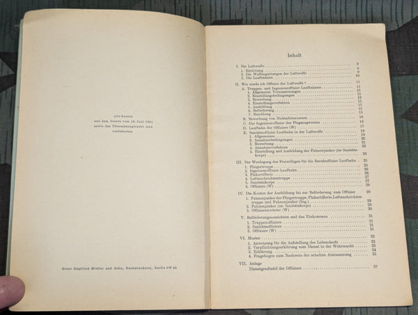 "Wie werde ich Offizier der Luftwaffe?" Book 1941
