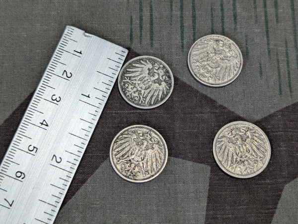 Lot of 4 pre-WWI 10 Pfennig Coins 1904-1912