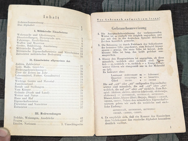 German-Russian Wehrmacht Sprachführer Book