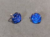 Blue Flower Screw Back Earrings