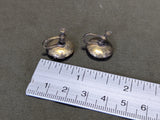 Blue Flower Screw Back Earrings