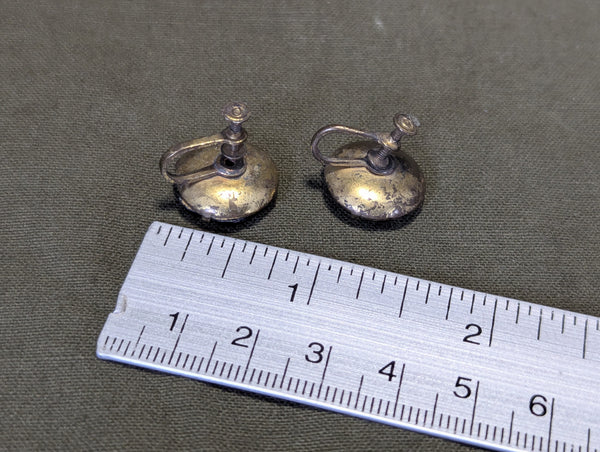 Blue Flower Screw Back Earrings