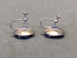 Blue Flower Screw Back Earrings