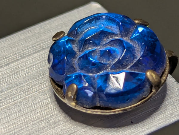 Blue Flower Screw Back Earrings