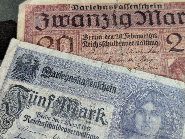 WWI Darlehnkassenschein 20 & 5 Mark Notes (Set of 2)