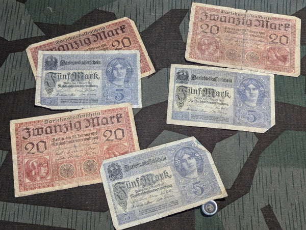 WWI Darlehnkassenschein 20 & 5 Mark Notes (Set of 2)