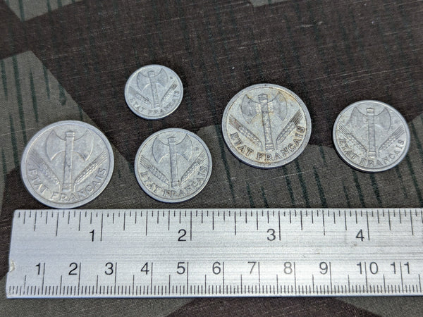 Lot of Vichy French Francs (5 Coins)