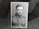 Original Portrait Postcard Soldier with Silver or Gold Wound Badge