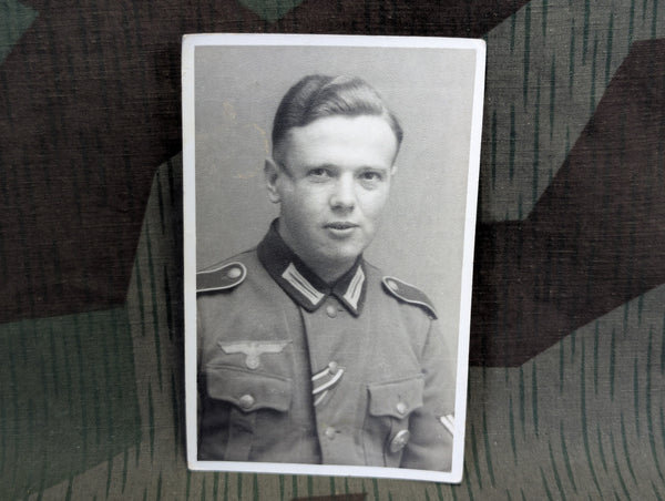 Original Portrait Postcard Soldier with Silver or Gold Wound Badge