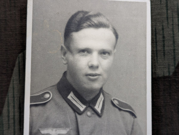 Original Portrait Postcard Soldier with Silver or Gold Wound Badge