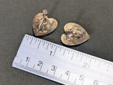Marine Corps Heart Shaped Screwback Earrings Sterling