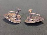 Marine Corps Heart Shaped Screwback Earrings Sterling