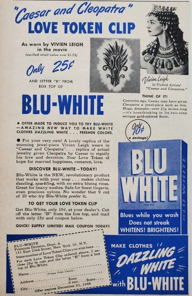 Caesar and Cleopatra Love Token Clip on Card (from the 1945 movie)