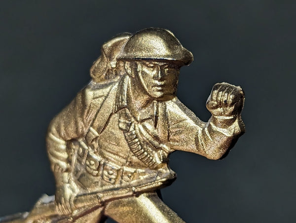 Gold Celluloid Soldier Pin