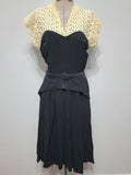Black Rayon Peplum Dress with Lace Top <br> (B-34" W-27" H-37")
