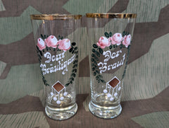 Bride and Groom German Wedding Glass Set