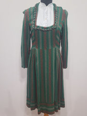 German Green Long Sleeve Dirndl Dress <br> (B-38" W-30")
