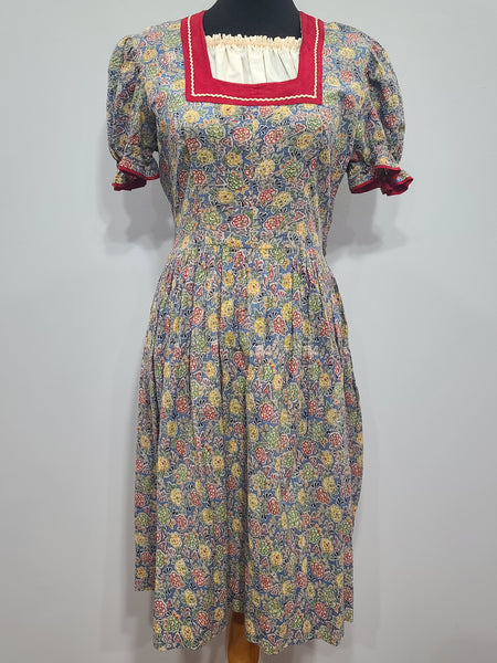 German Flower Print Dirndl Style Dress