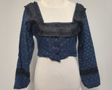 Dark Blue German Traditional Dirndl Blouse <br> (B-37" W-31)