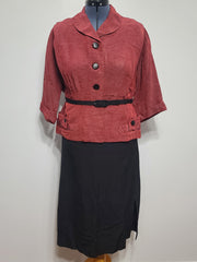 Red Jacket and Black Skirt Outfit <br> (B-46" W-36" H-43")