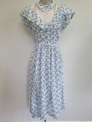 Blue and White Acorn Print Dress <br> (B-35" W-25" H-44")