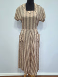 Brown Tan Stripe Dress <br> (B-38" W-28" H-40")