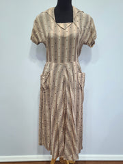 Brown Tan Stripe Dress <br> (B-38" W-28" H-40")