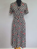 Vintage 1940s Flower & Medieval Person in Archway Novelty Print Dress