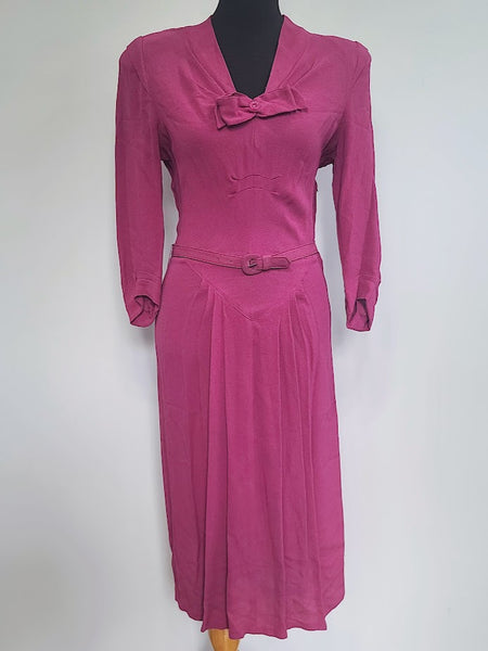 Vintage 1940s Pink Rayon Dress and Belt 