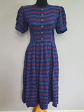 Vintage 1940s German Blue Button Down Dirndl Dress