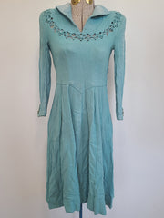 German Rayon Teal Dress <br> (B-31.5" W-25" H-38")